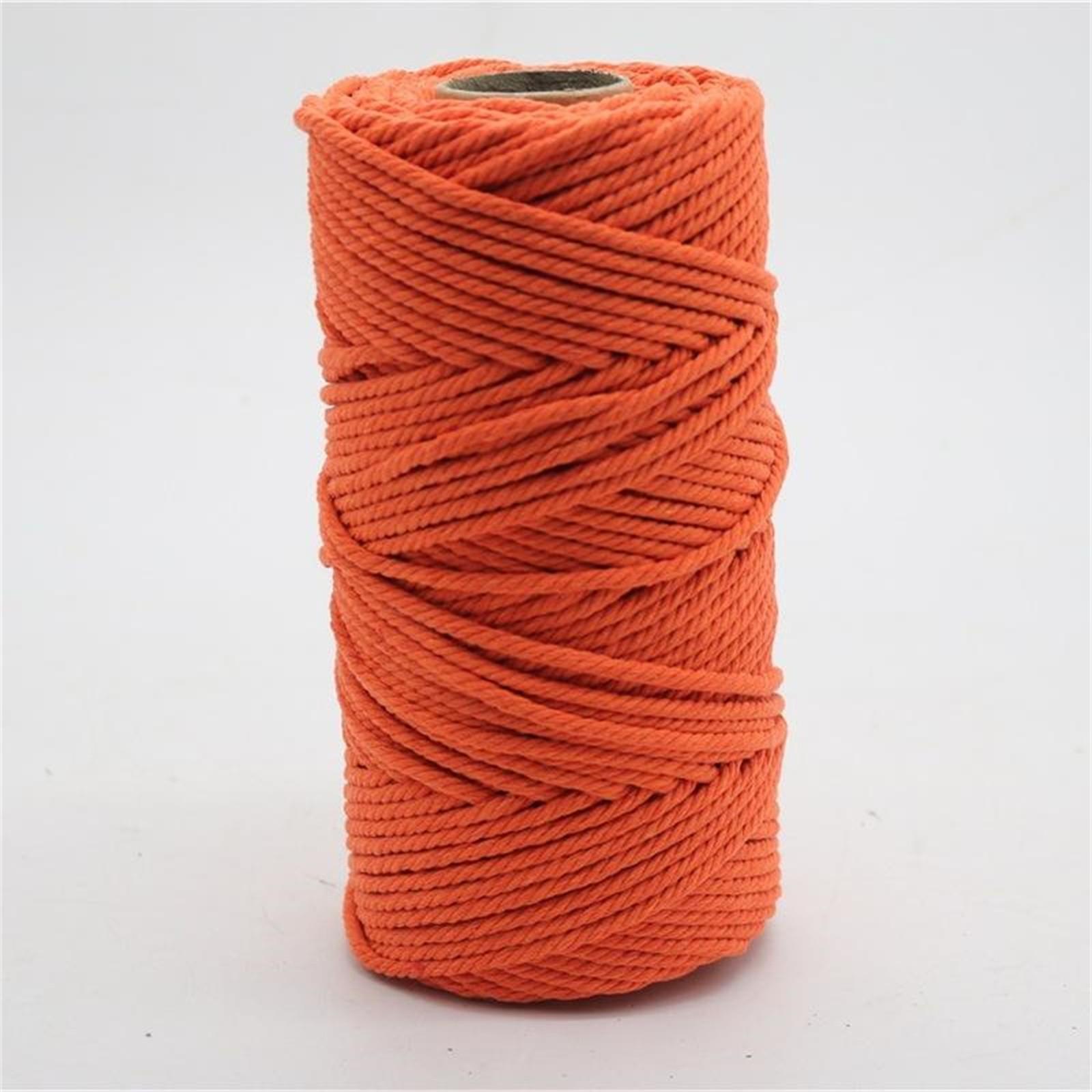 

4 мм Цветной хлопковый шнур DIY Ручное ткачество Материал для гобелена Веревка Веревка для бирок Цветной хлопковый шнур 100 м One Size оранжевый