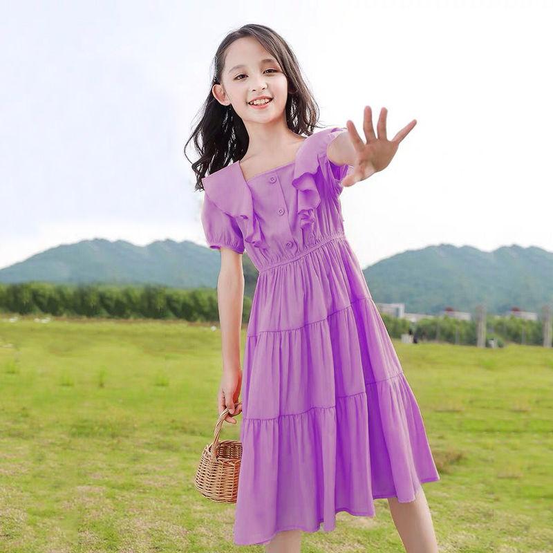 Girls' Dresses Summer Children's Short-sleeved Princess Dresses Lantern Sleeves Cake Dresses