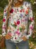 Tricou de damă cu imprimeu floral colorat 3D, modă, mânecă lungă, gât rotund, topuri obișnuite, weekend de vacanță, primăvară, toamnă