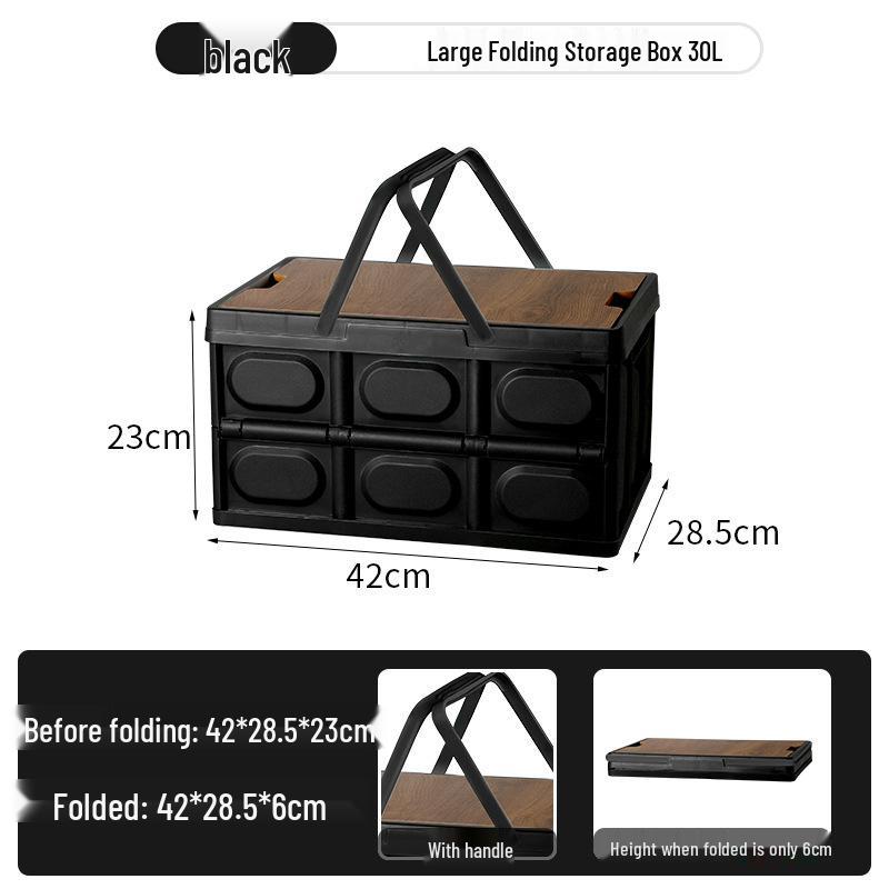 Portable Folding Picnic Basket with Wooden Top