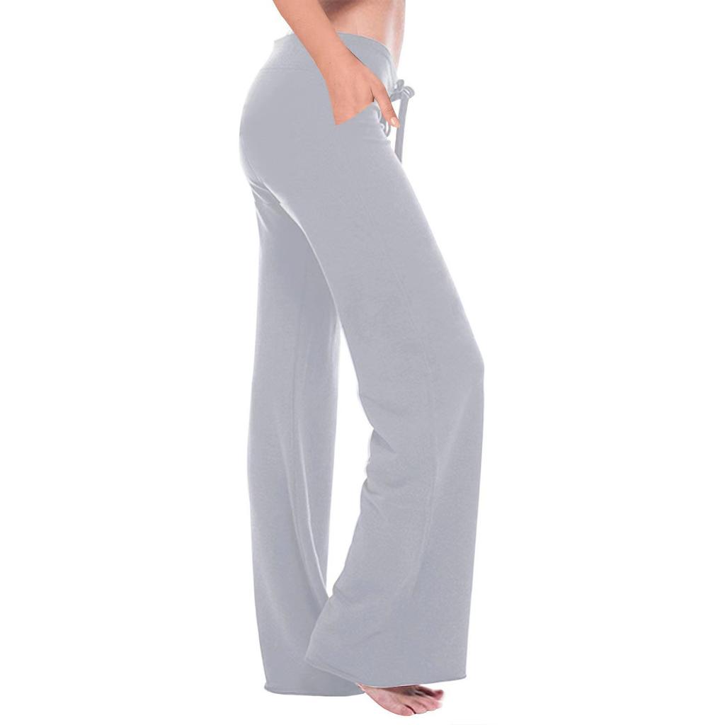Women's Casual Home Pants Soft Wide Leg Pants With Pocket Loose Yoga Travel Casual Sports Pants