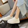 thick-soled little white shoes women's spring and summer new versatile casual board shoes shell head leather mesh flat-soled biscuit shoes