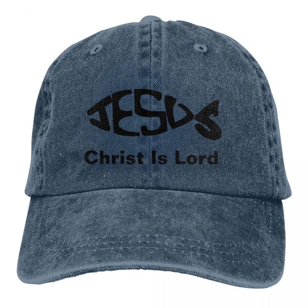 Baseball Cap Jesus Fish Christ Is Lord Outfit Men Women Casual Distressed Denim Fishing Lover Headwear Gift