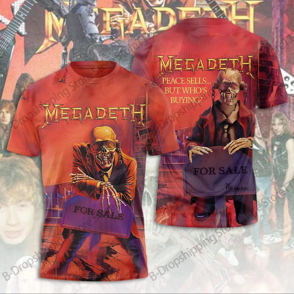 Rock band Megadeth 3D printed T-shirt men's fashion short sleeved top punk hip-hop Harajuku round neck clothing