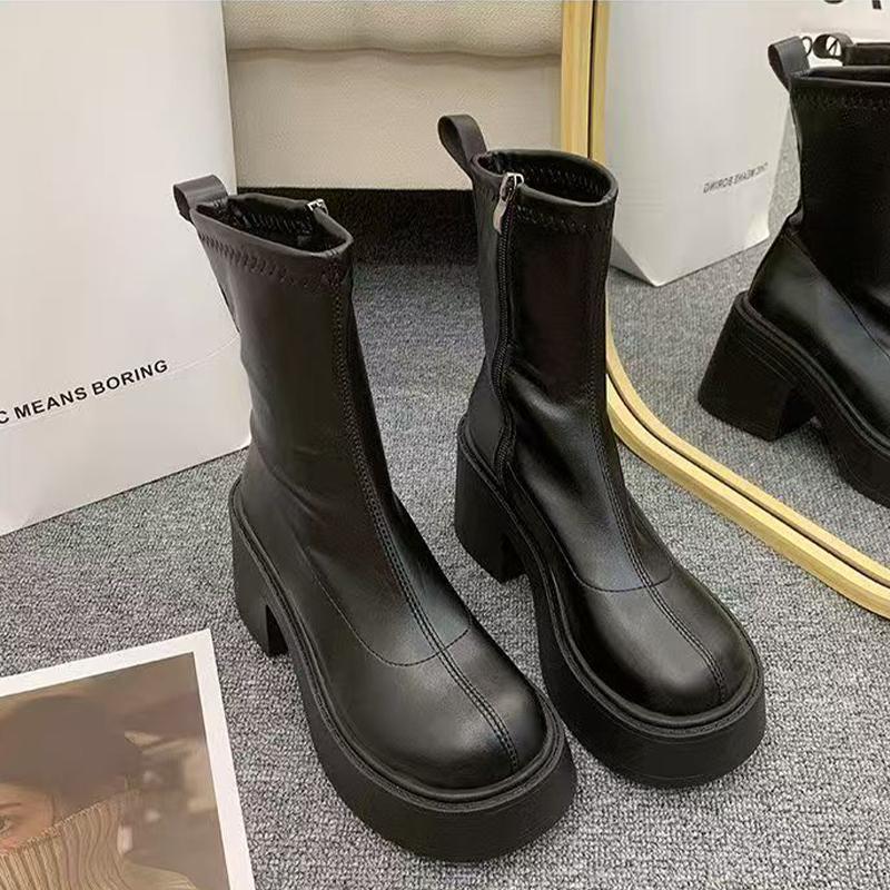 Fashion High Heels Women Ankle Boots Platform Chunky Fashion Shoes Winter Dress Designer Pumps 2025 New Cozy Goth Chelsea Botas De Mujer