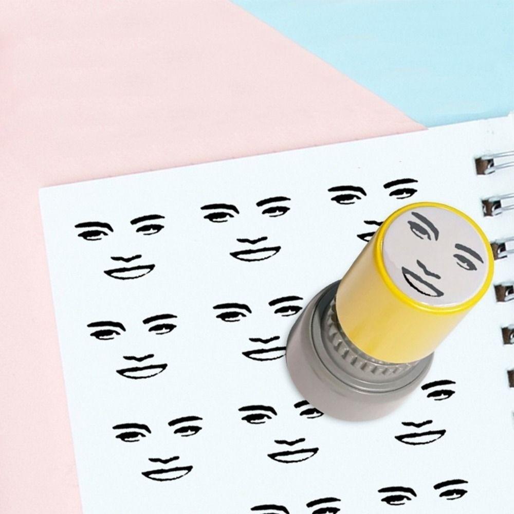DIY Gravierter Selbstfärbender Stempel Kreatives Design Neuheit Taschenstempel mit Gesicht Memes Stil Druck Gummi-Stempelstempel Büronutzung