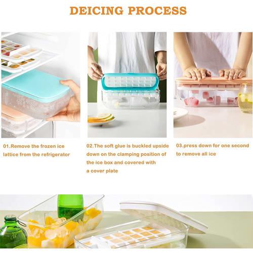Smalody Ice Cube Tray, Silicone Ice Maker, Square Ice, Ice Cubes, with Lid, Small Dividers, Easy To Remove Soft Ice, Durable for Freezing, Suitable Fo