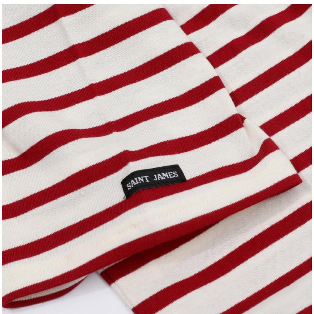 SainT James Unisex ShorT Sleeve T shirT Modern sTripe 9863 Ecru Persan