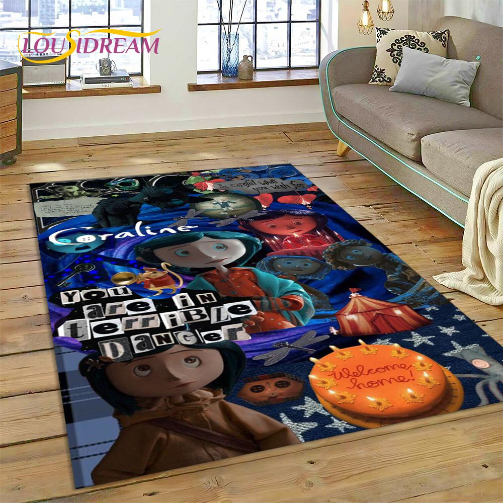 27 Style Coraline Secret Door Cartoon Horror Carpet Rug for Bedroom Living Room Home Sofa Decoration,kids Large Decor Floor Mat
