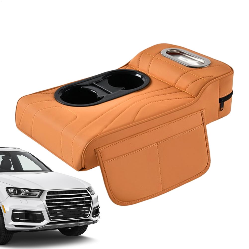 Car Armrest Cushion Leather Arm Rest Pillow Booster Pads Armrest Cushion For Car Console For SUV RV Truck Sedan Vehicle Auto