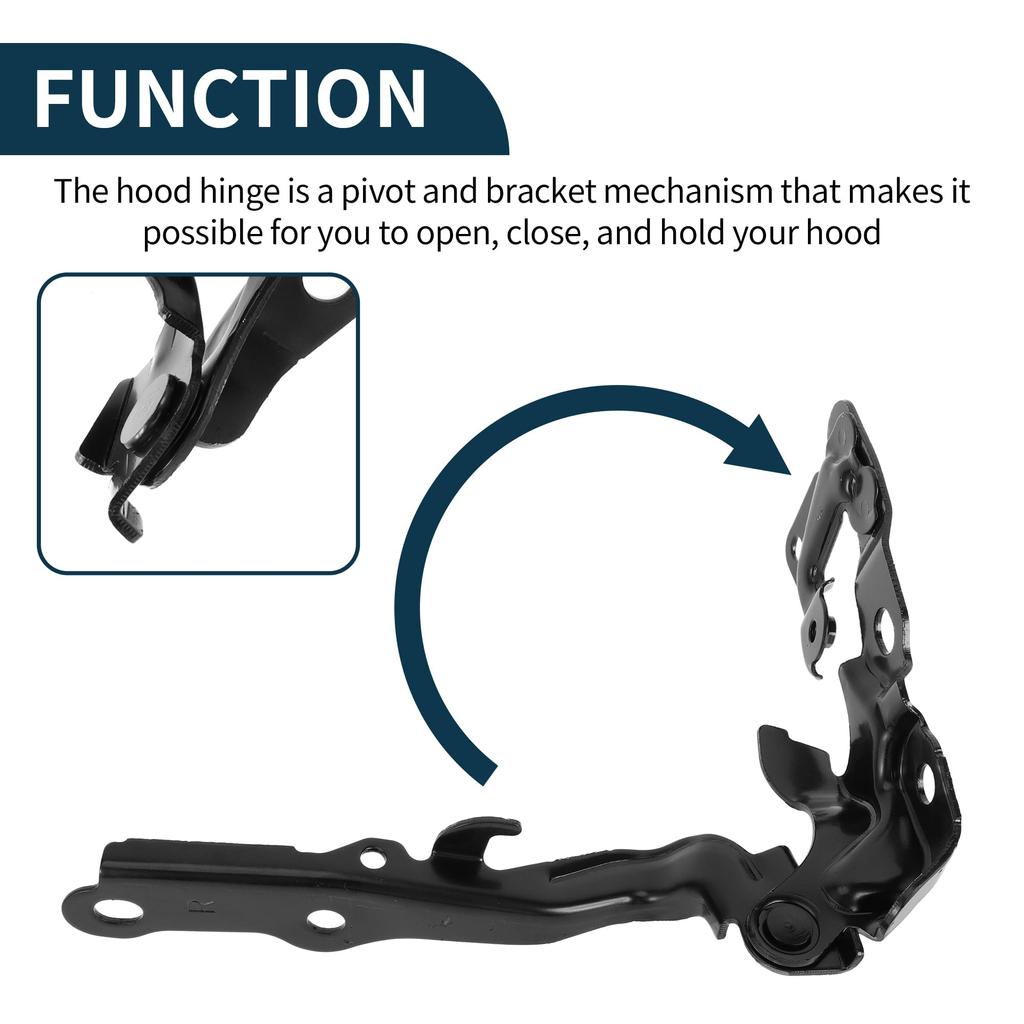 TUCKBOLD Front Driver and Passenger Side Hood Front Bonnet 1 Pair for Toyota Camry Hinges, Brackets, Black, 2007-2011