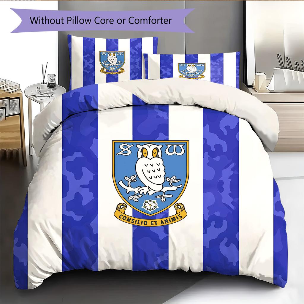 Sheffield Wednesday F.C Pattern Bedding Quilt Set Home Decoration Gift (1 * Duvet Cover + 2 * Pillowcase Without Core)