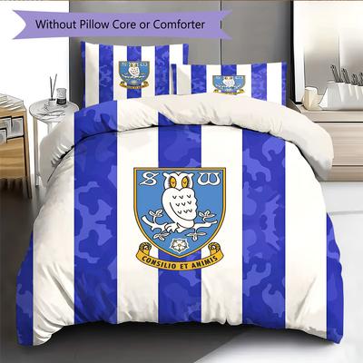 Sheffield Wednesday F.C Pattern Bedding Quilt Set Home Decoration Gift (1 * Duvet Cover + 2 * Pillowcase Without Core)