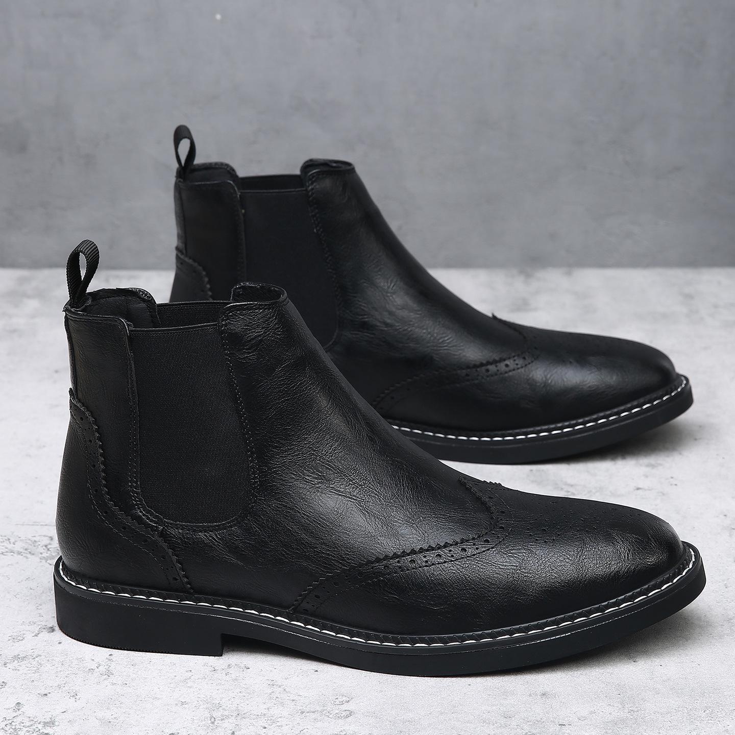 

Большой размер 45 46 мужские ботинки челси средней высоты повседневные мужские ботинки модные броги с гравировкой ретро бархатные хлопковые ботинки 39