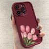 Pink Tulip Pattern Phone Case Suitable for iPhone 17 16 15 14 13 12 11 Pro/Max/Plus Anti Drop and Shockproof