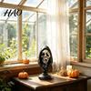 Halloween Horror Decoration Ghost Face Skeleton Bust Statue, Spooky Resin Figurine, Creepy Sculpture for Display Collectible Tabletop Party,