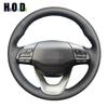 Hand-stitched Artificial Leather Steering Wheel Cover Black DIY Car Steering Wheel Covers for Hyundai Kona 2017 -