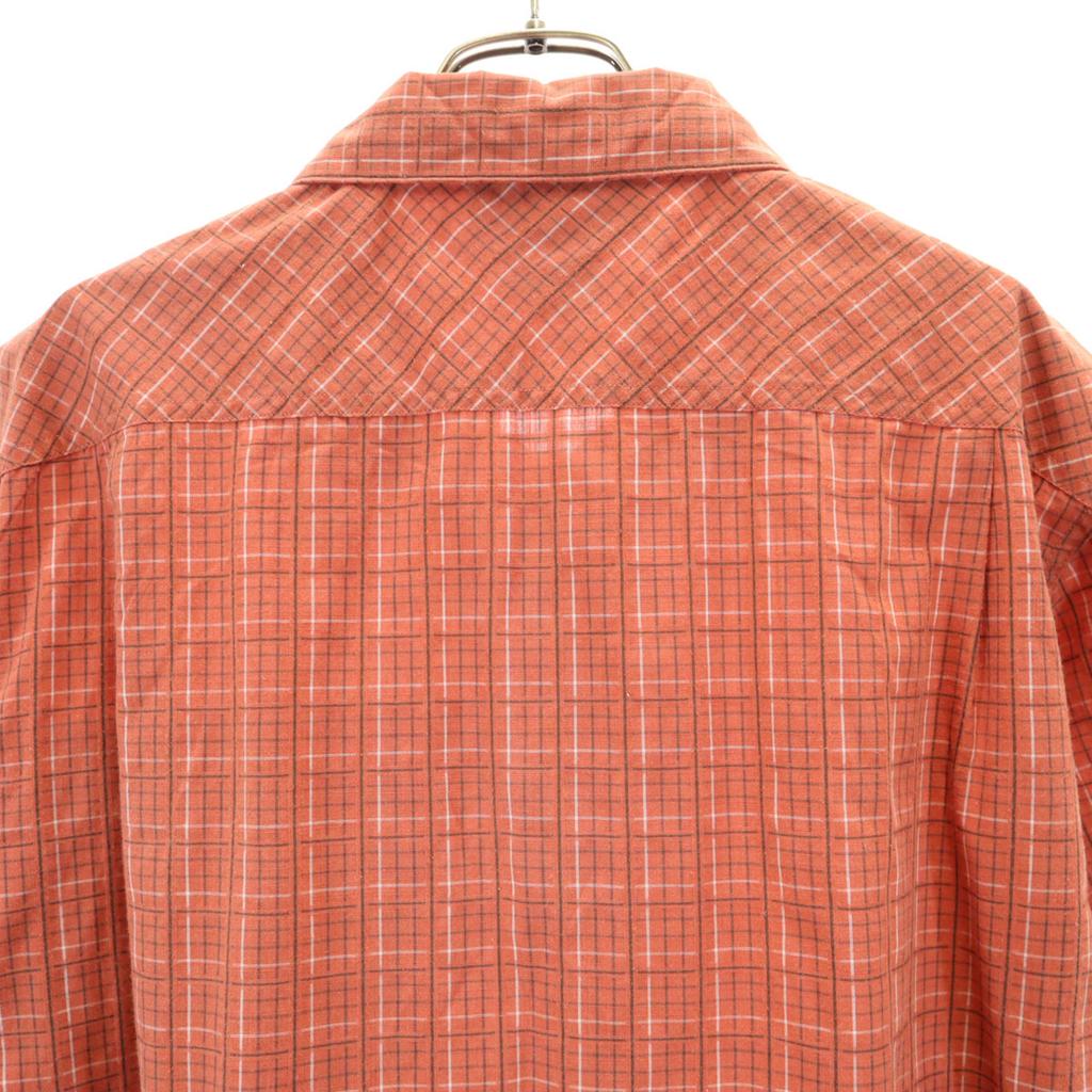 Columbia Check Pattern Short Sleeve Shirt M Orange Brown Outdoors Men's Used