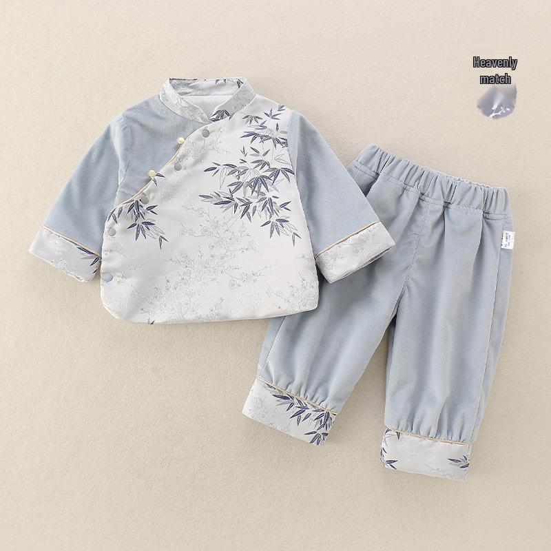 Completo Due Pezzi Tang per Bambino: Tuta stile cinese per neonato/bambino, perfetta per il primo compleanno, primavera e autunno
