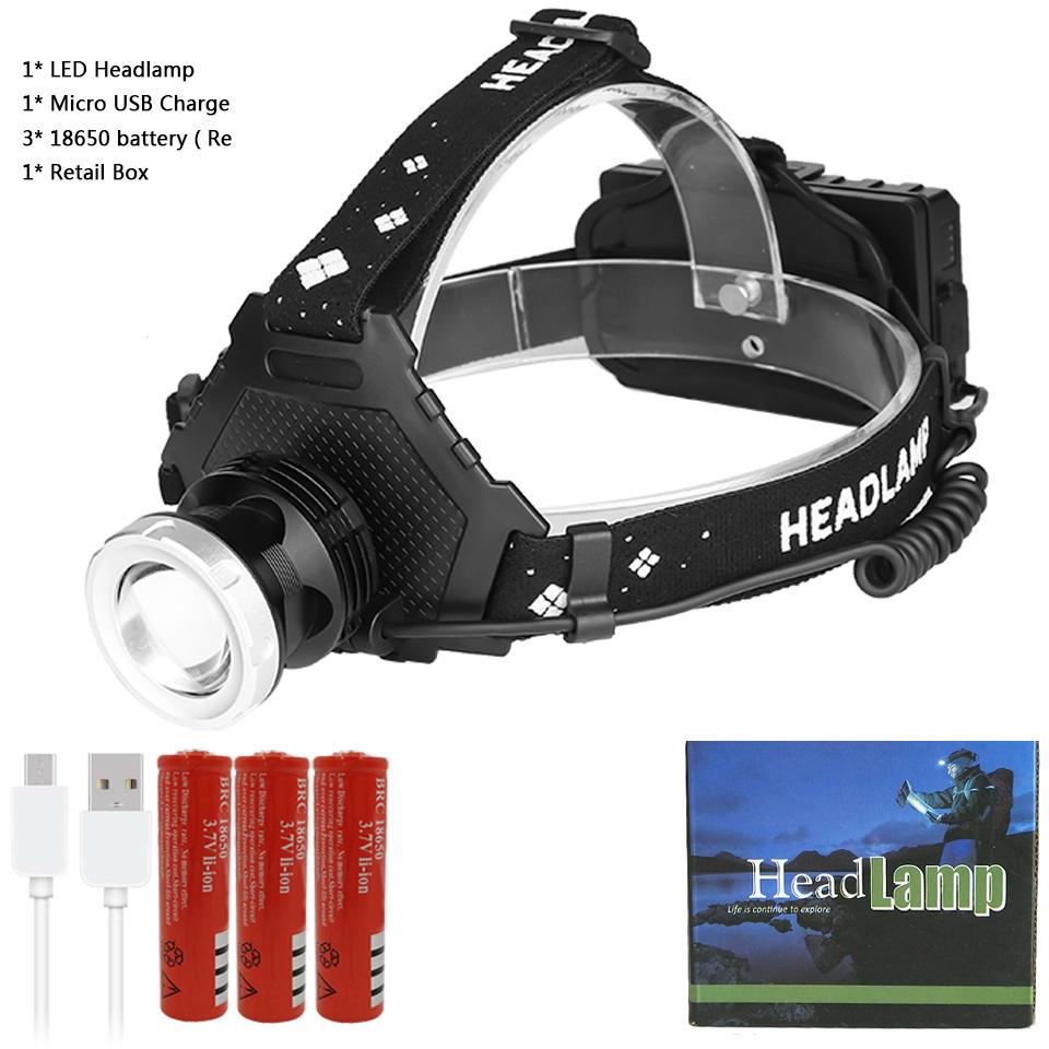 Lampă frontală cu LED reîncărcabilă prin USB XHP90.2 super luminoasă XHP70.2 Cel mai puternic far Pescuit Camping Lanternă ZOOM cu baterie 3*18650