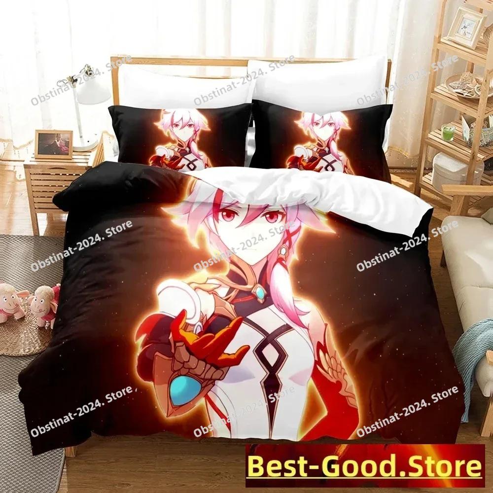 Honkai Impact 3 Bettwäscheset Einzelbett Twin Full Queen King Size Spiel Anime Bettset Aldult Kind Schlafzimmer Bettbezugsets 3D Druck 013