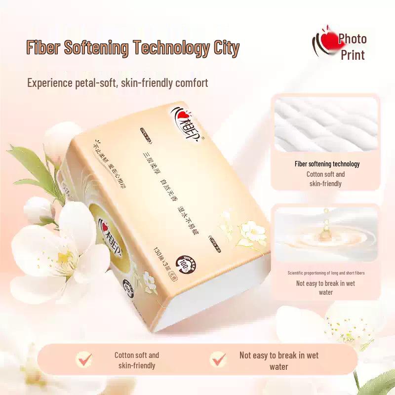 Xin Xiang Yin DT24130 Facial Tissues, Flower Language Series, Unscented, S Size, 3-ply, 130 sheets, 6-pack, 72 packs per case
