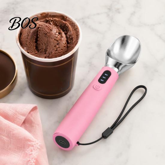 Yogurt Scooper Rechargeable Heated Ice Cream Scoop, Electric with 3-Level Heat, Party Dessert Serving Tool LED Display, 2000mAh Battery for