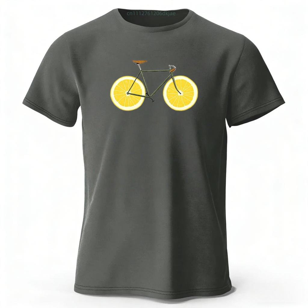 T-shirt Nuova Estiva Fresca Limone Bicicletta Puro Cotone 2026 Uomo Tempo Libero e Intrattenimento T-shirt Stampata Taglia Grande Ampia Top Sportivo