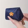 1PC 5 Petal Flower Travel Pouch, Lightweight Brown Floral Zipper Bag for Lipstick Phone Coins, Unisex Black for Daily Travel