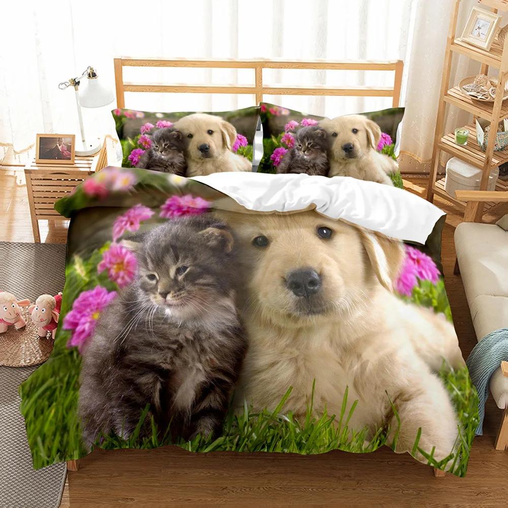 Comforter Kids Cartoon Bedding 3D Print Lovely Pet Dog Home Textile Comforter Bedding Sets S Softness Comfort Hot