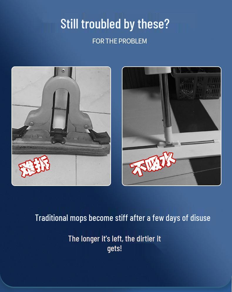 44CM Large Sponge Mop - Hand-Free Wash, Absorbent, One-Swipe Wring-Out, Dual-Use for Dry & Wet Cleaning (43CM Mop Head)