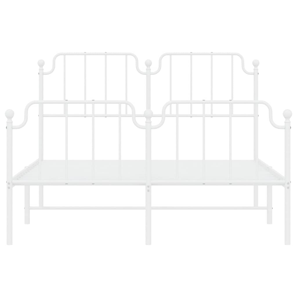 Vidaxl Metalowa Rama Łóżka Z Wezgłowiem I Zanóżkiem, Biała, 135X190 Cm