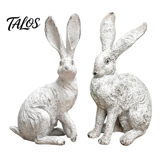 Outdoor Resin Sculpture Bunny Decor, Garden Yard Rabbit Statue Decorations, Easter Bronze Farmhouse Distressed Figurines, Spring Statues Home