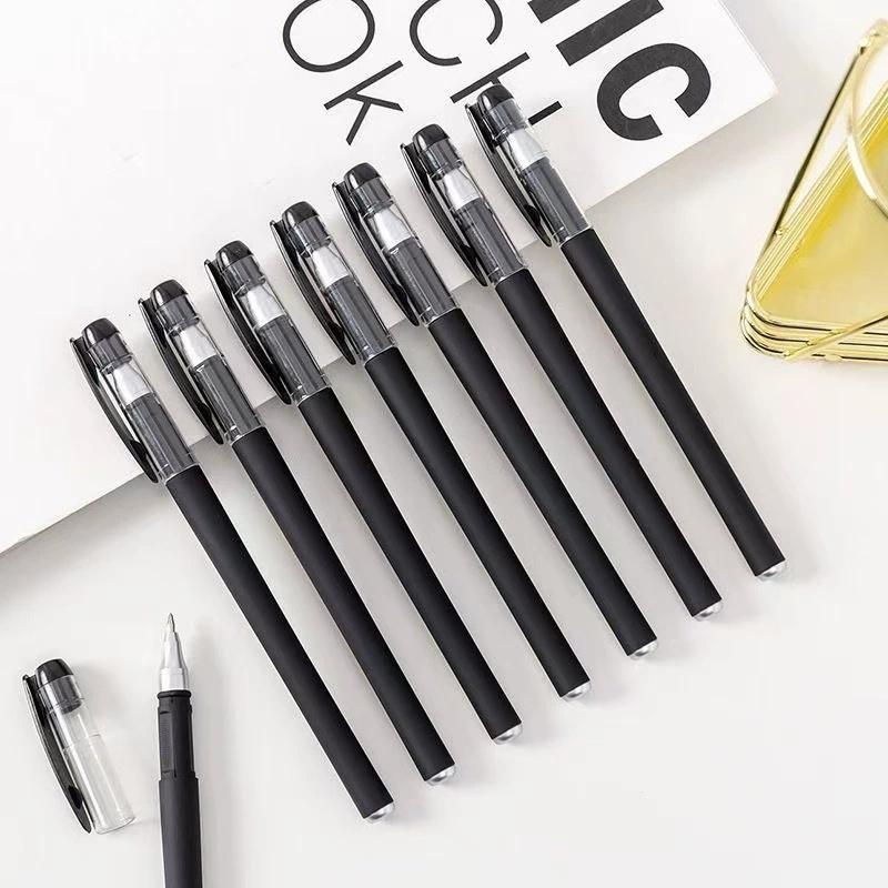 12/36pcs 0.5mm Matte Gel Pens+Refills Black Carbon Ink Ballpoint Pen Sign Pen Office & School   Supplies Stationery