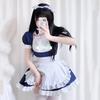 [YAISHN] Slúžkovský kostým, Halloweensky kostým, Gotická Lolita, Populárny, Náhrdelník, Modrý jednodielny, Dámsky, Roztomilý, Lolita Cosplay, Krátky rukáv, Čelenka,