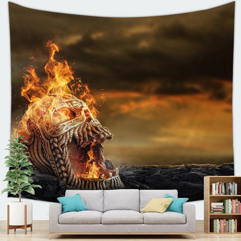 Home Decor Happy Halloween Tapestry Wall Hanging Devil Pumpkin Skull Decor Tapestry Party Tapestry 230x180cm Tapiz