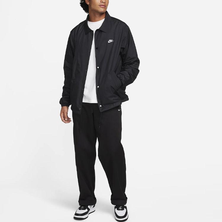 Nike Club Logo Embroidered Single Row Casual Jacket Men Jacket Black FN3316-010