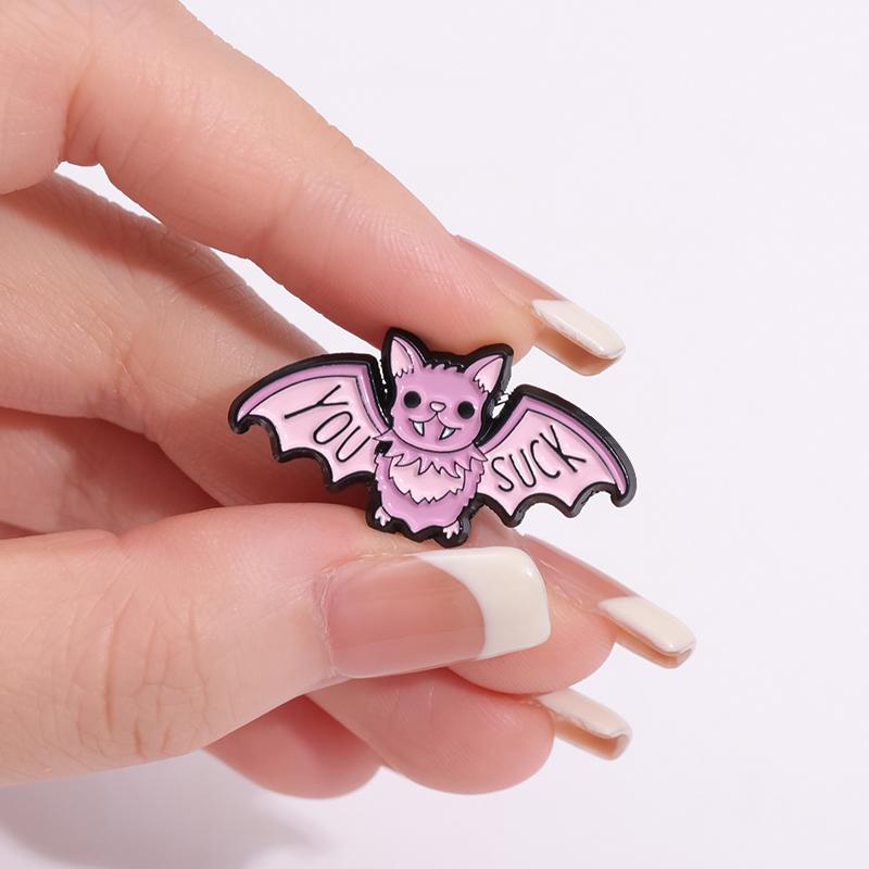 Halloween Bat Enamel Pins Custom You SUCK Brooches Lapel Badges Cartoon Animal Jewelry Gift for Friends