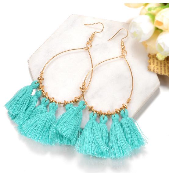 Ohrringe mit Quaste Verdrehte Ohrringe Handgefertigt Mehrfarbige Quaste Vielseitige Damenohrringe