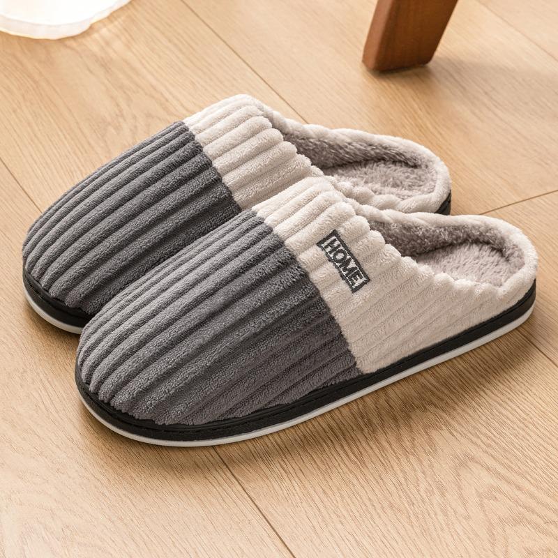 Cotton Slippers Men's Autumn and Winter New Couple Indoor Home Non-slip Warm Plush Slippers Women's Winter