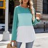 Modisches Colorblock Raglanärmel Langarm Oberteil | Lässiges Lockeres T-Shirt mit Abgerundetem Saum | Damen Loungewear