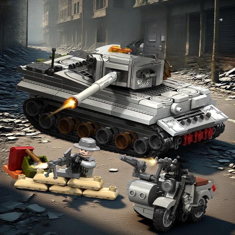 

358 шт. Военная серия Танк Тигр Гусеничная боевая машина Сборные строительные блоки Детские игрушки
