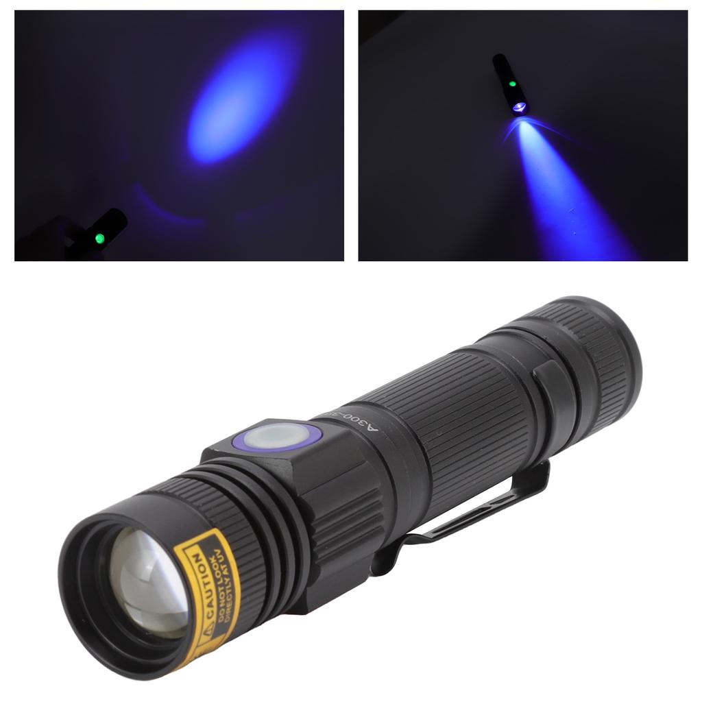 Ultraviolet Flashlight Zoomable UV Detection Lamp Waterproof LED Flashlight 300‑395nm Wavelength