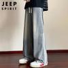 JEEP SPIRIT Men's Retro Loose Fit Wide-Leg Denim Jeans