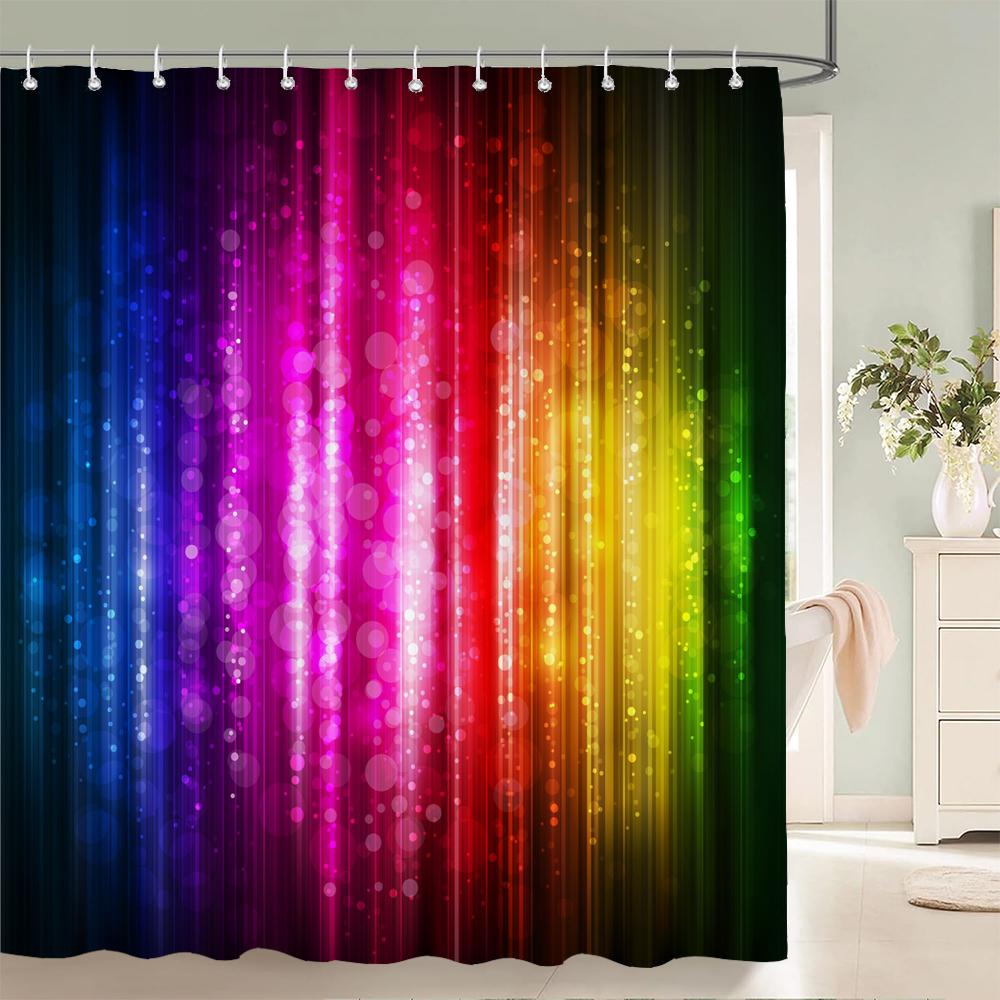 Fantasy Romantischer Stil Duschvorhang, Badezimmer Dekor Wasserdichtes Gewebe Sternenlicht Funkelndes Muster Duschvorhang Mit Haken