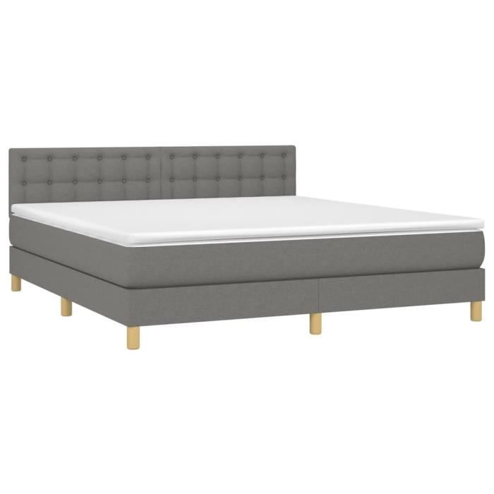 3140946 vidaXL Divan Bed with Mattress Dark Grey 160x200cm Fabric