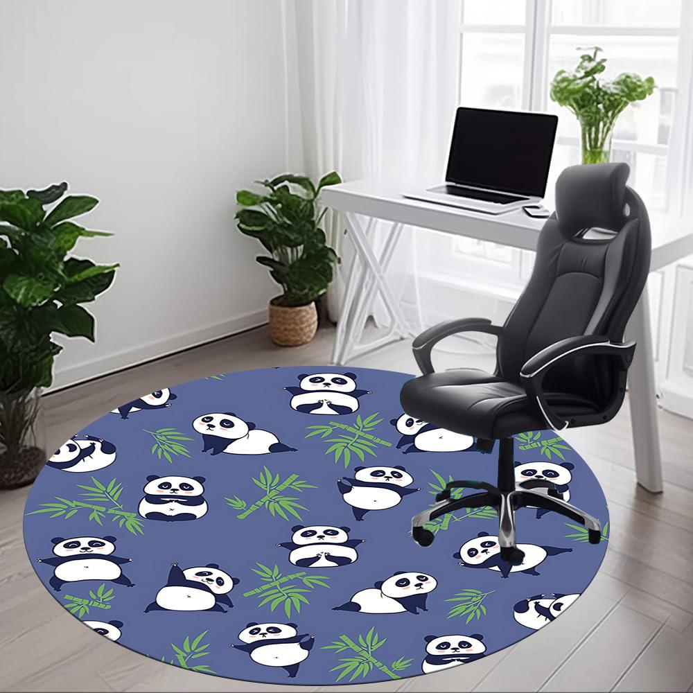 1pc Panda Bamboo Office Round Area Rug, Indoor Mat Suitable For Office, Under Office Chairs Bedroom Living Room Home Decor, Room Deco187