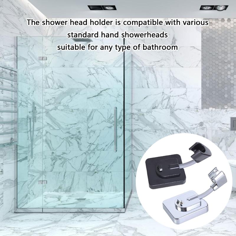 Adjustable Angle Shower Head Holder No Drilling Wall Mounted Strong Adhesive Shower Bracket for Bathroom Universal Fit