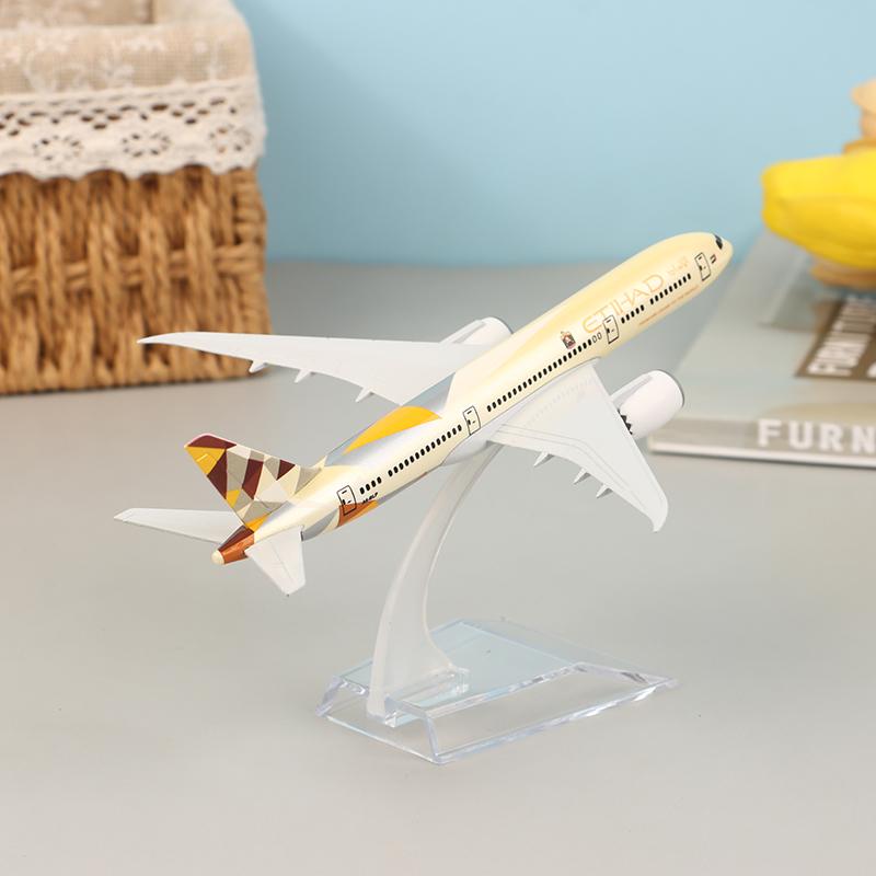 16Cm Boeing Etihad 787 Alloy Airplane Plane Model Toy Diecast Airplane Model For Gift Collection Kids Desk Accessorie
