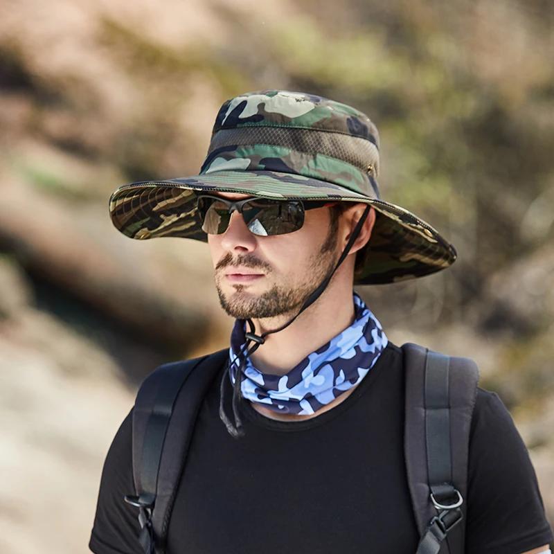 Camouflage Bucket Hat for Men Outdoor Hiking Cycling Safari Breathable Visor Cap for Men and Women Summer Sun Protection Hat